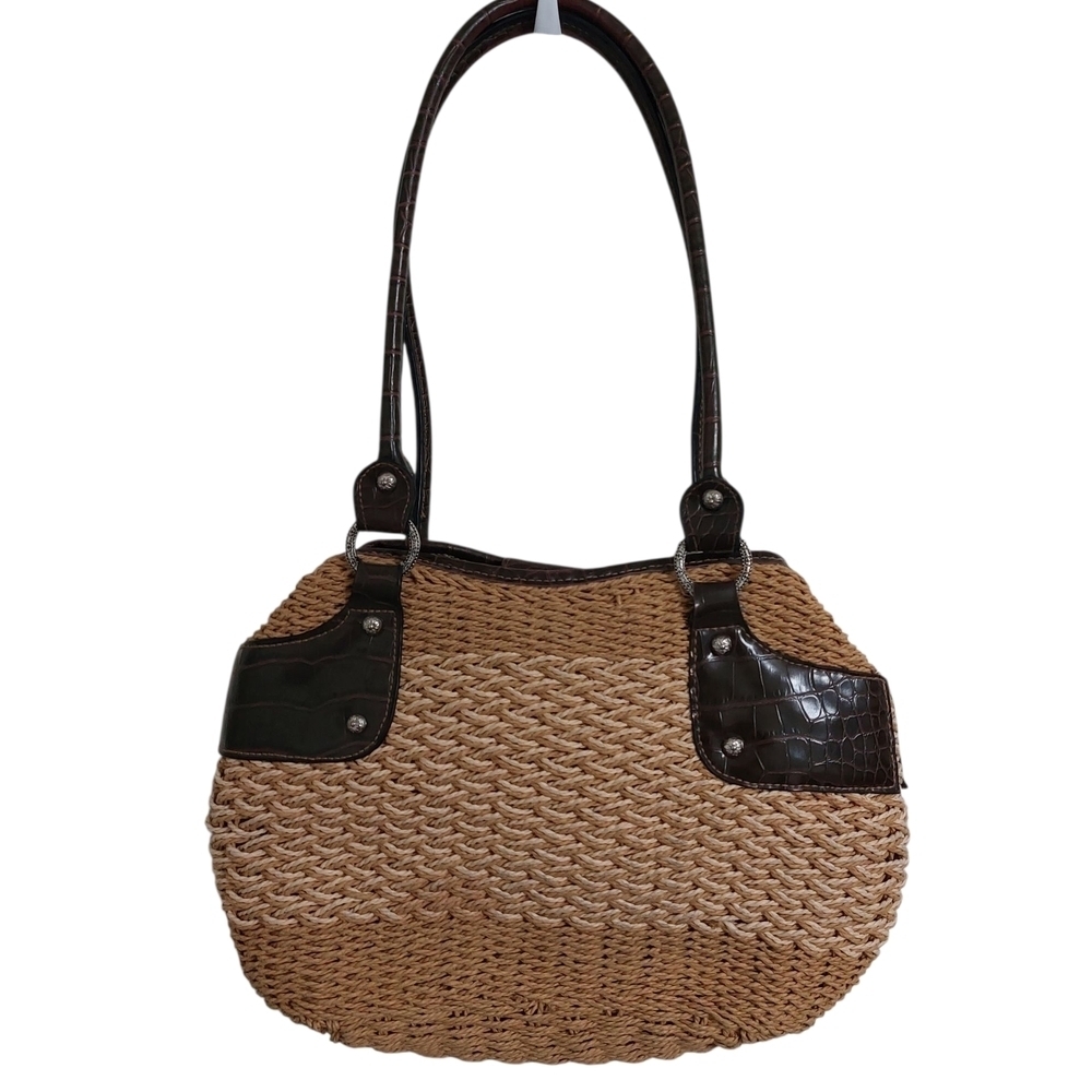 Brighton Tan and Brown Woven Shoulder Bag